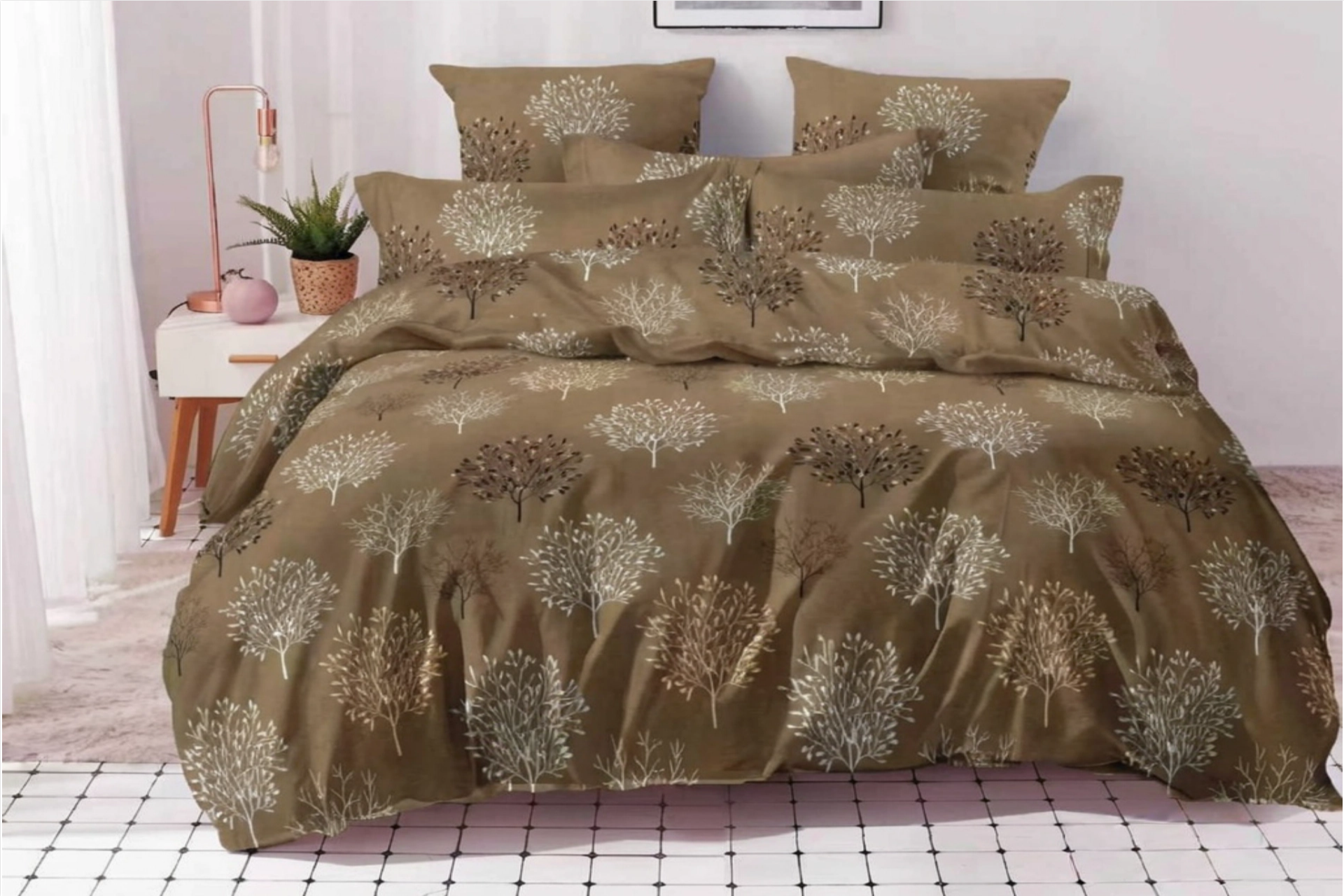 Elegant Tree Print Bedsheets – Warmth Meets Sophistication