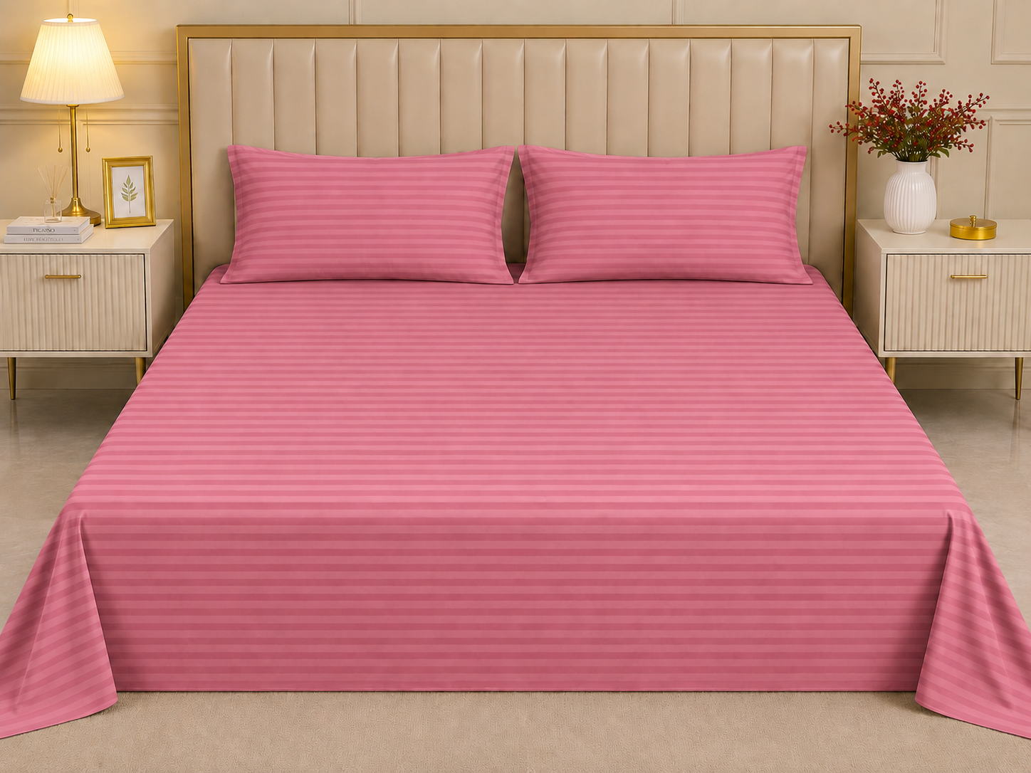Premium Strip Bed Sheet Set