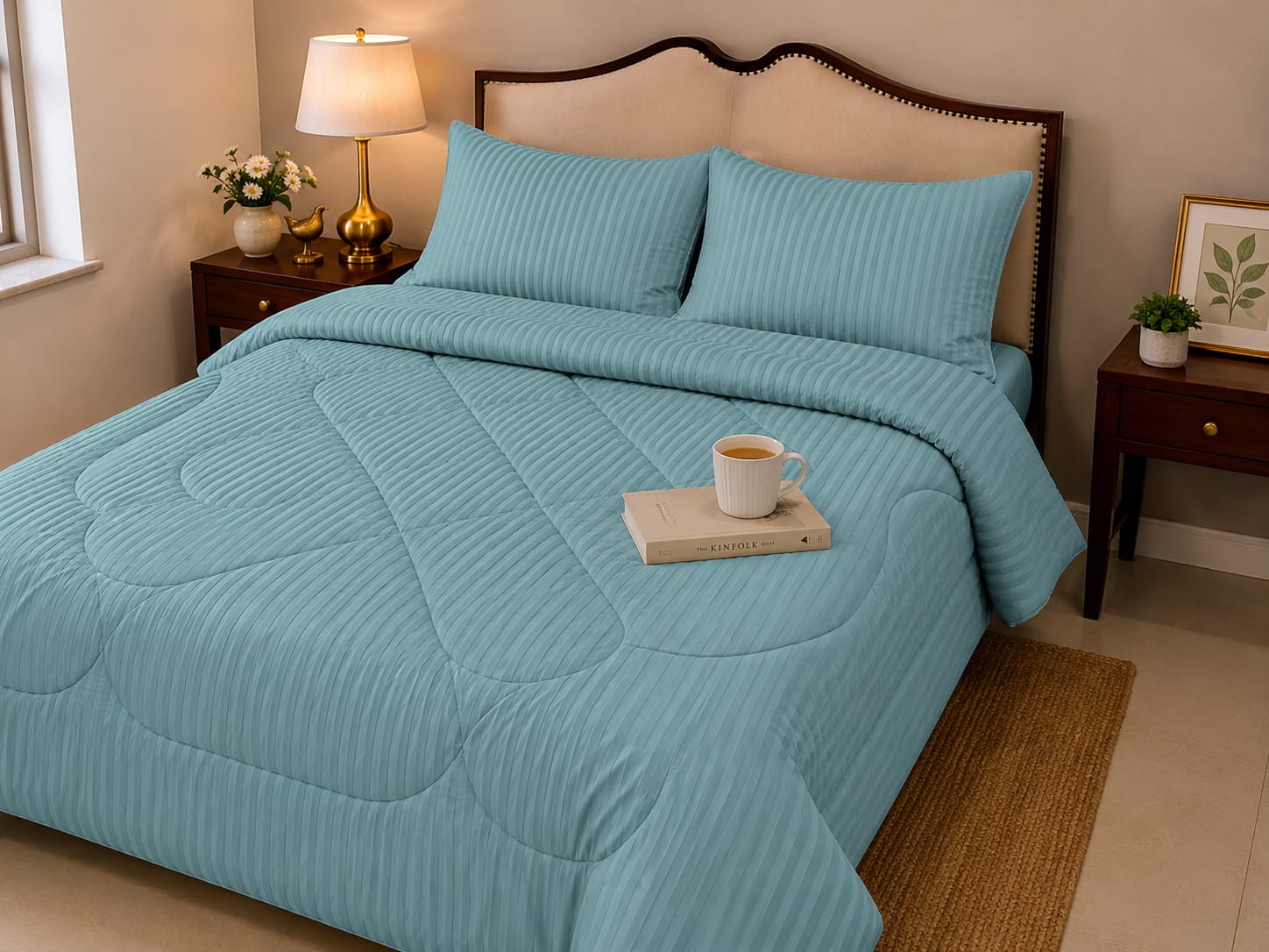 Premium Strip  Comforters | Blue