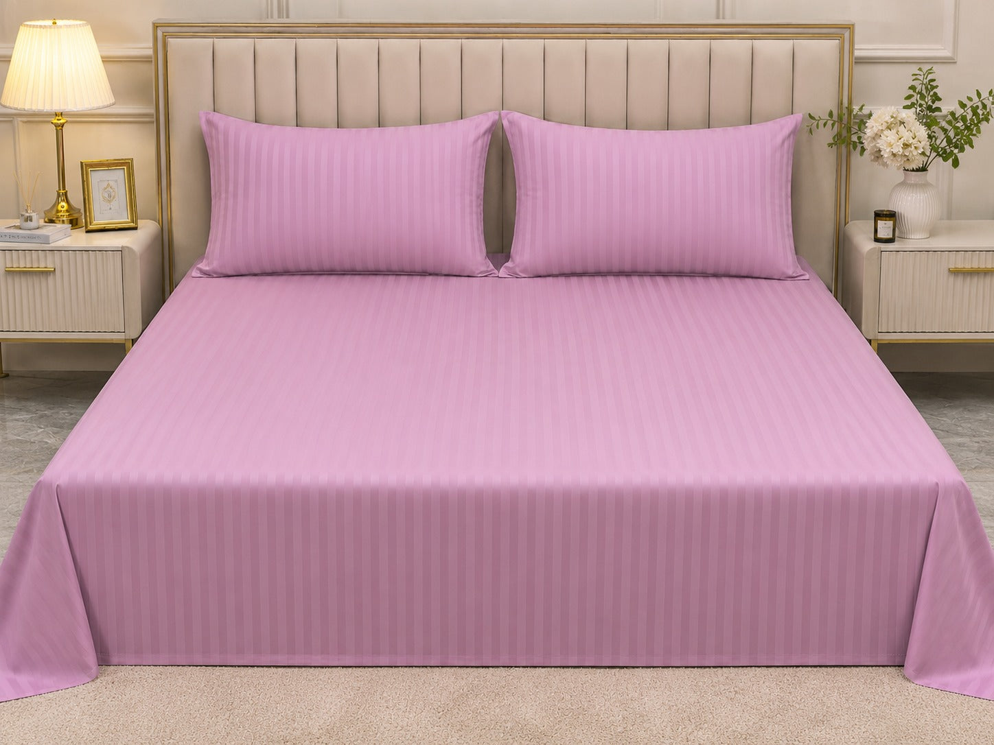 Premium Strip Bed Sheet Set