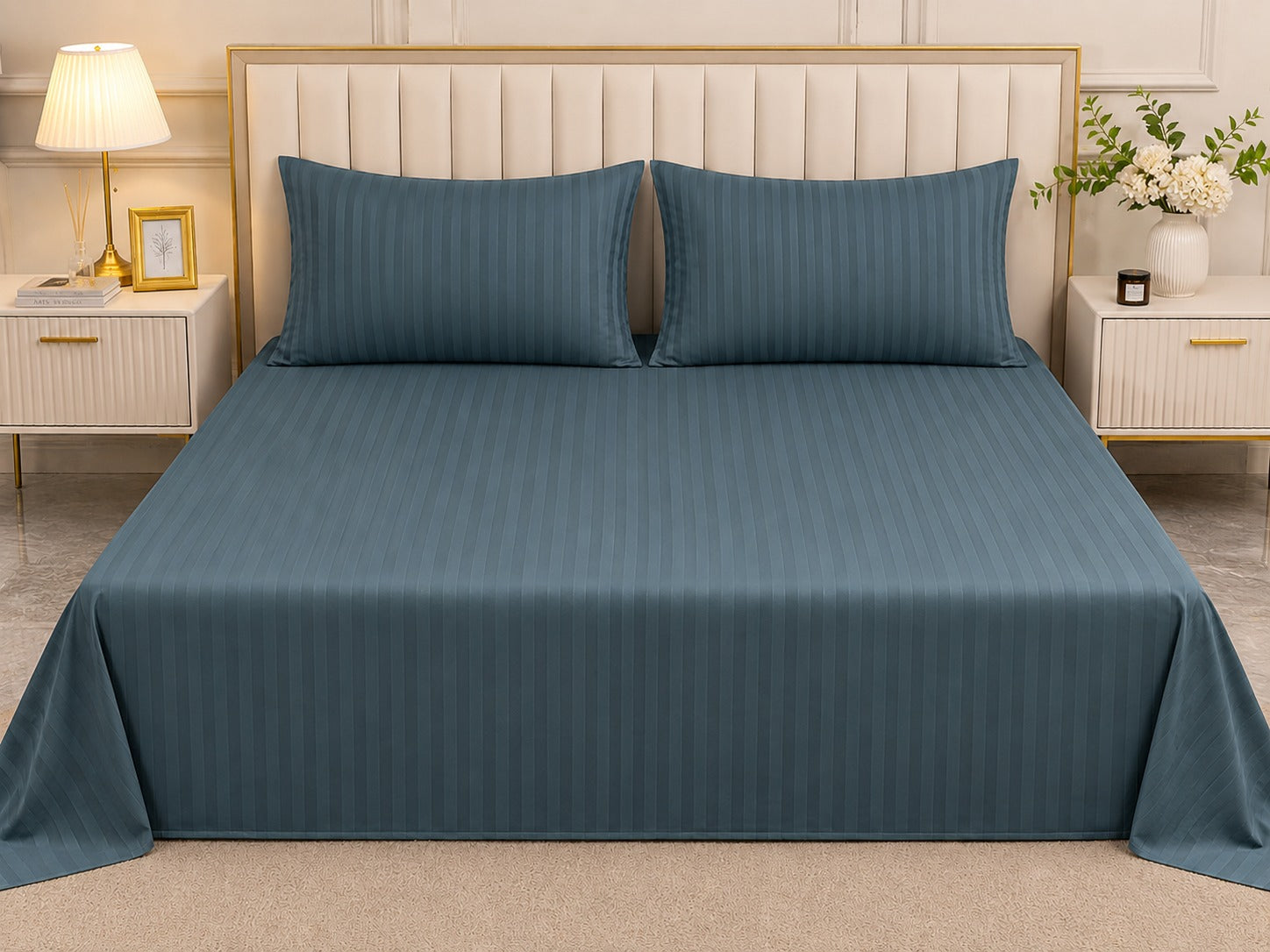 Premium Strip Bed Sheet Set