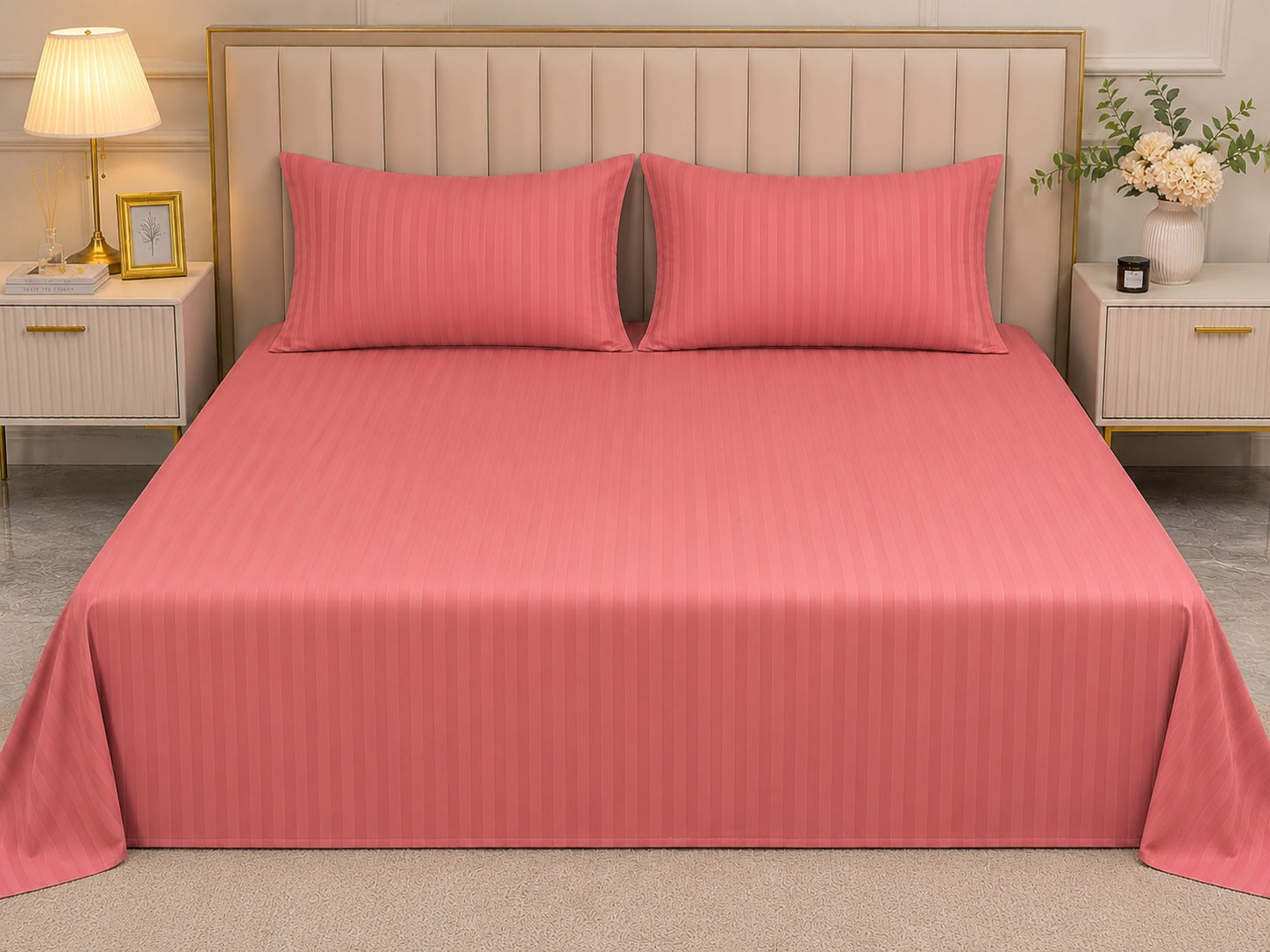 Premium Strip Bed Sheet Set