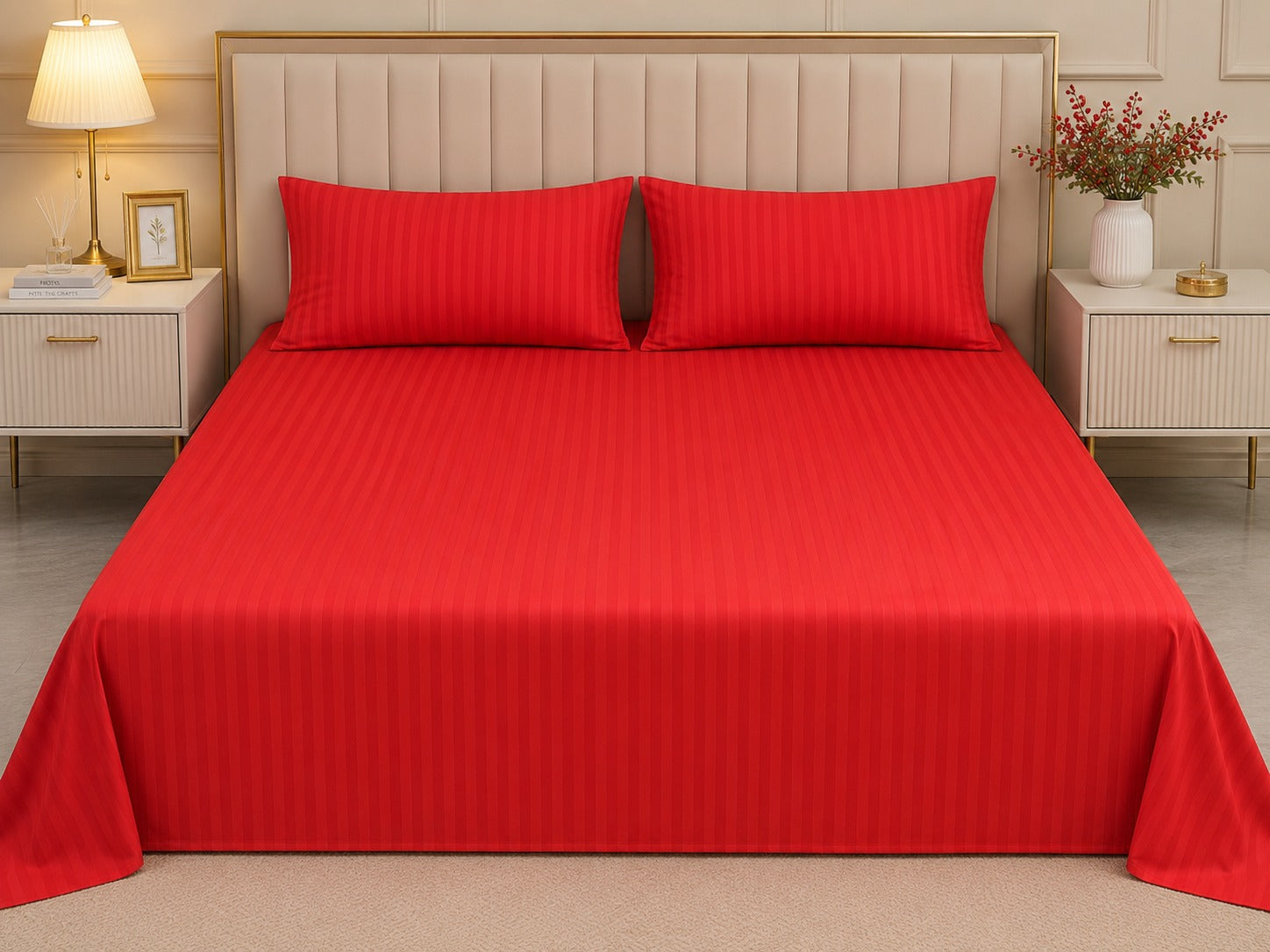 Premium Strip Bed Sheet Set