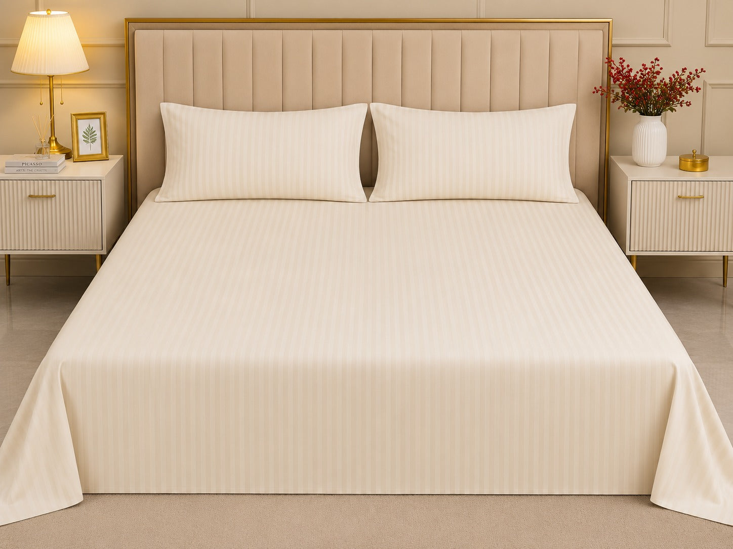 Premium Strip Bed Sheet Set