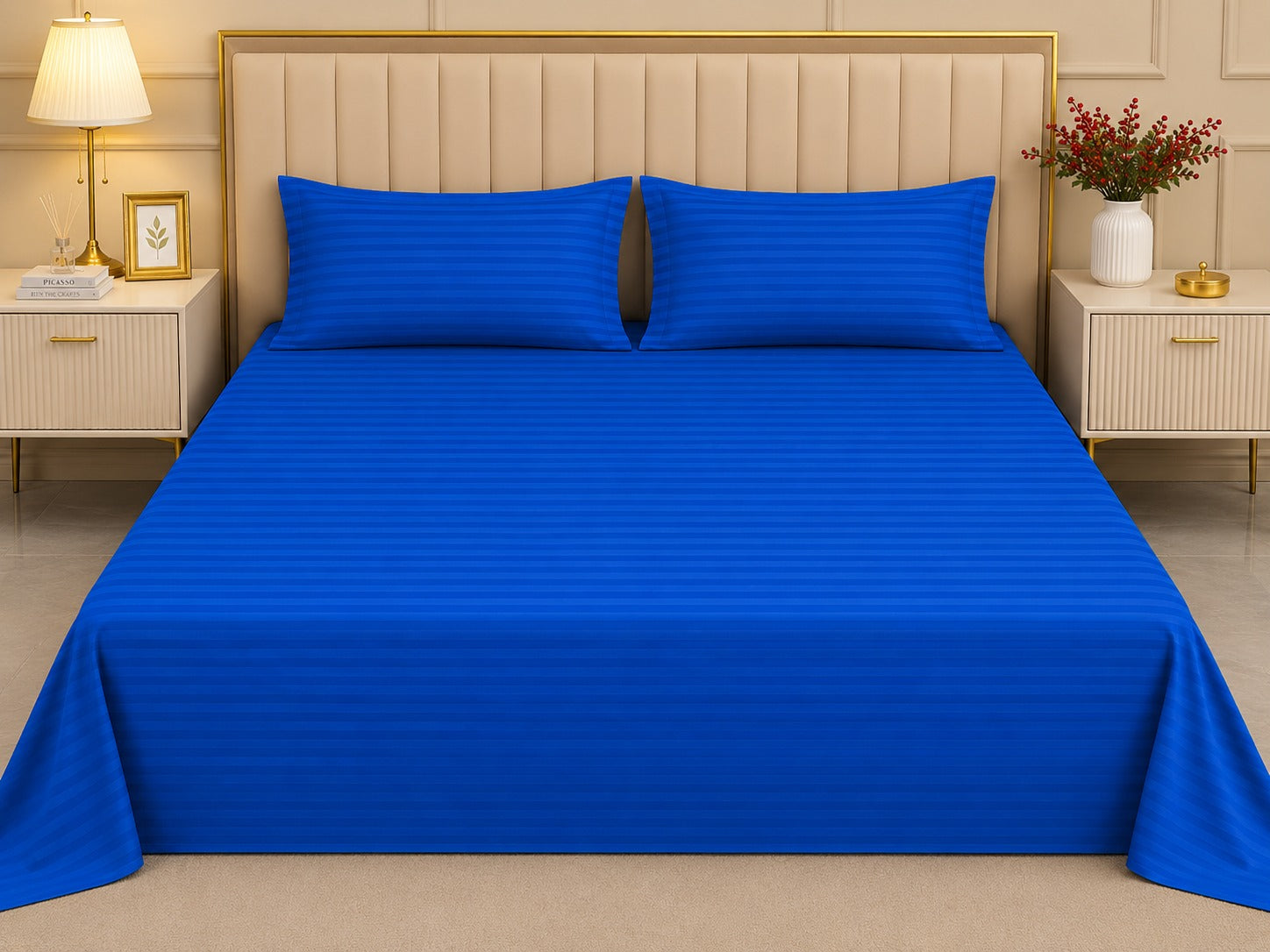 Premium Strip Bed Sheet Set