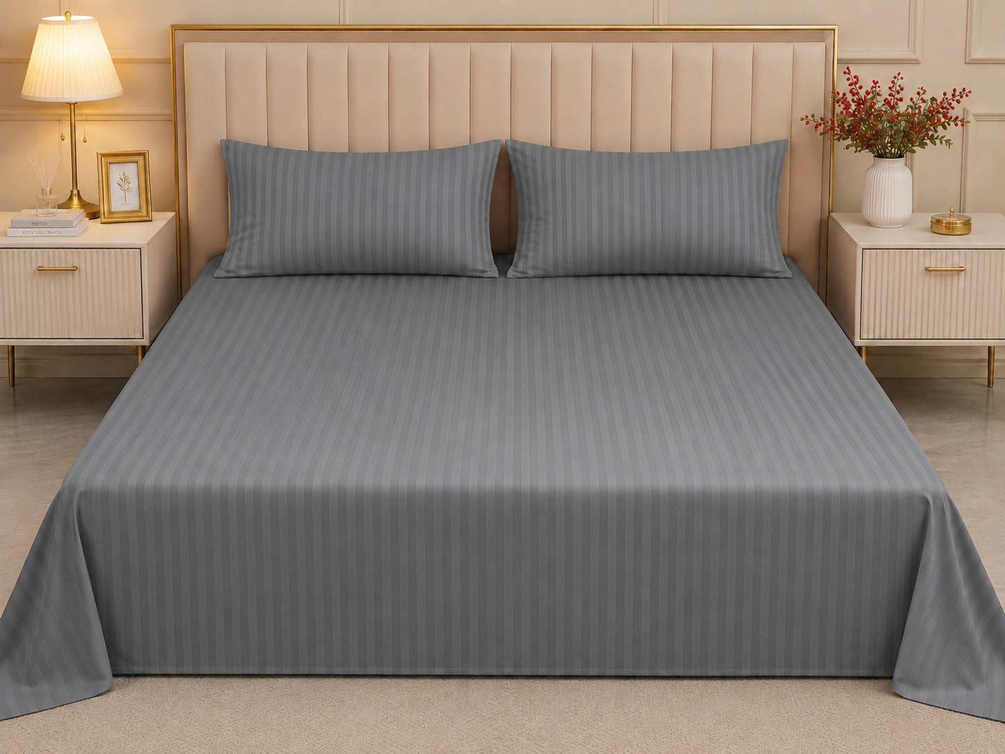 Premium Strip Bed Sheet Set